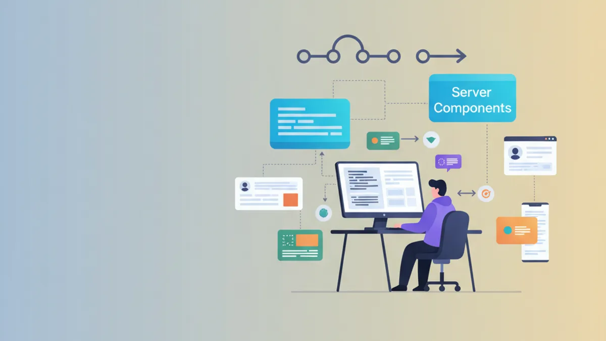 React 19 Server Components illustratie met onderling verbonden server-client architectuur