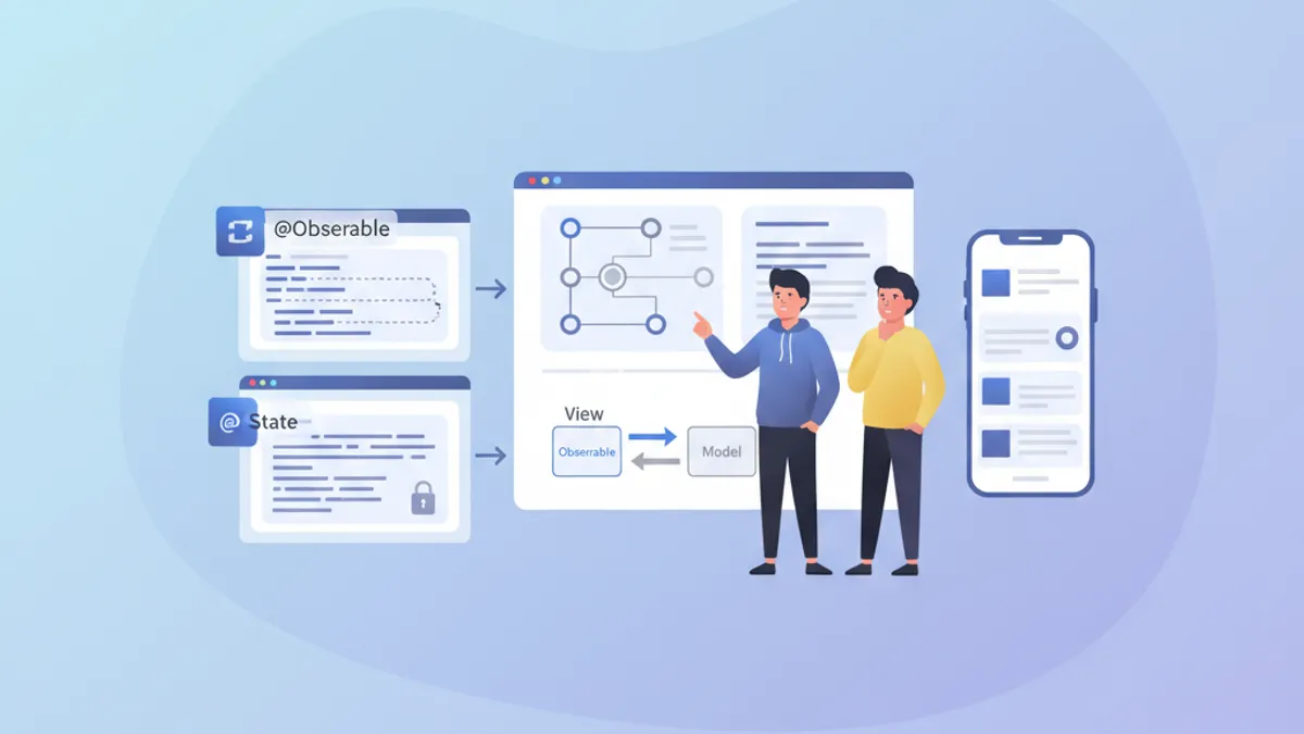 @Observable vs @State comparison in SwiftUI for iOS developers