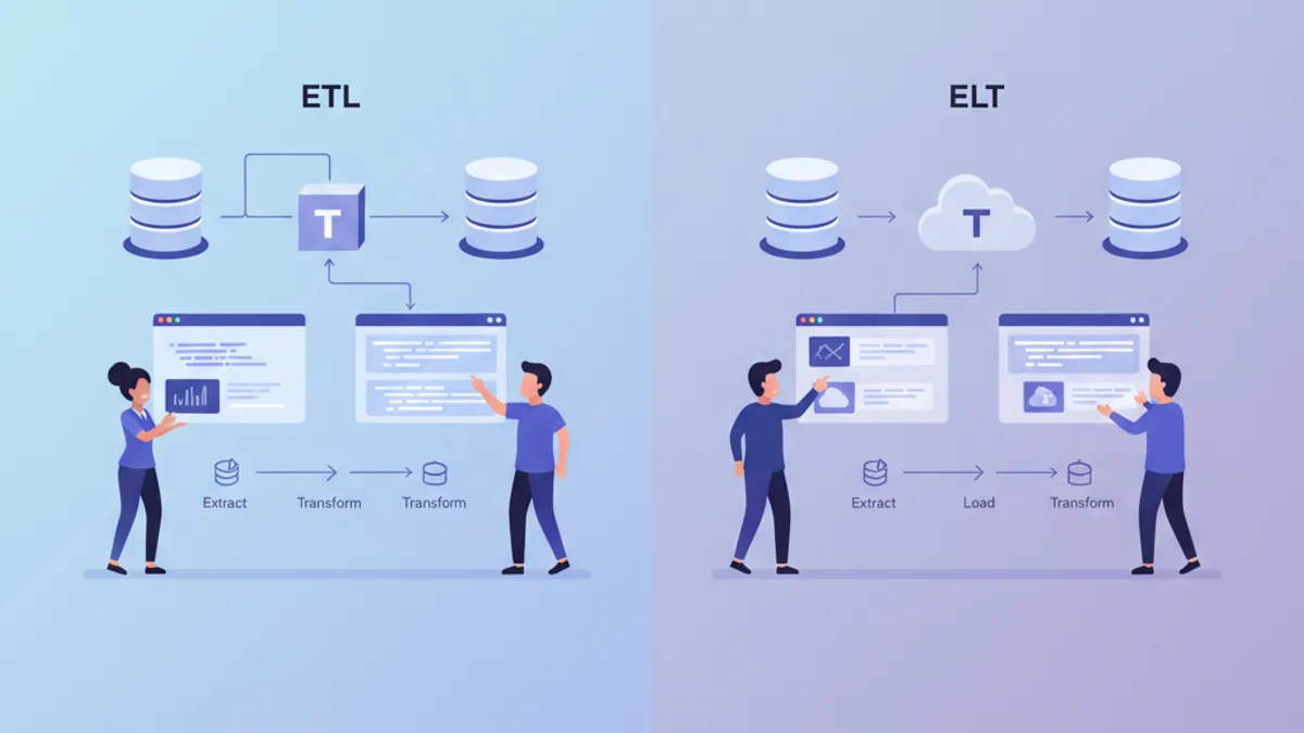 ETL vs ELT data pipeline architecture comparison diagram
