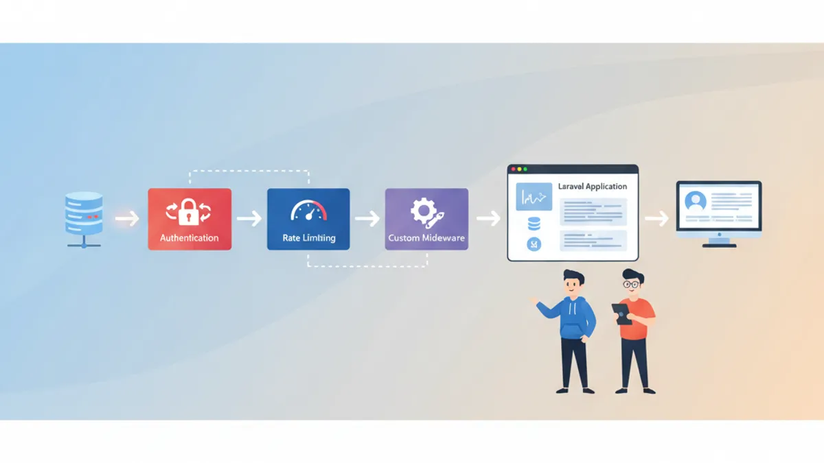 Architettura middleware di Laravel con pipeline delle richieste, autenticazione e rate limiting