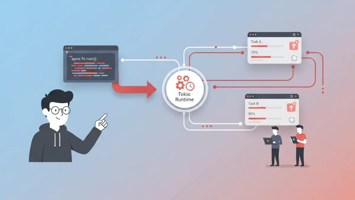 Rust async await concurrency with Tokio runtime and futures execution flow