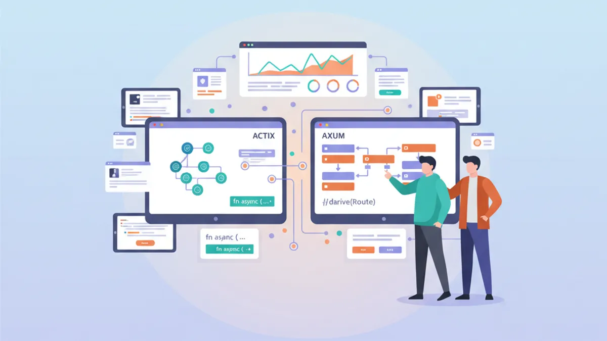 Comparison of Rust web frameworks Actix Web and Axum for backend development