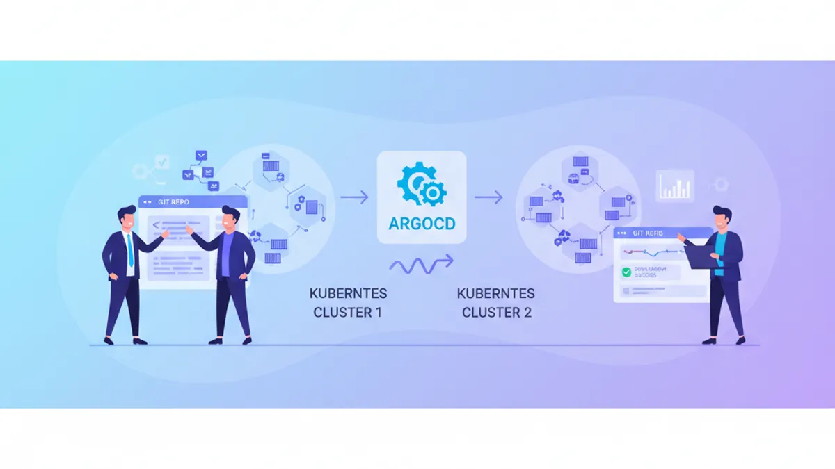 แผนภาพแสดงการทำงานของ ArgoCD และ GitOps บน Kubernetes