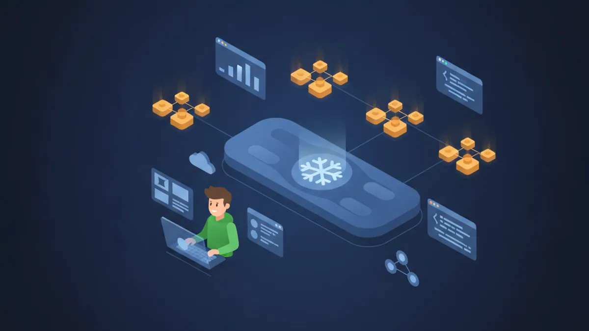 Sơ đồ kiến trúc Snowflake thể hiện các tầng storage, compute virtual warehouse và cloud services