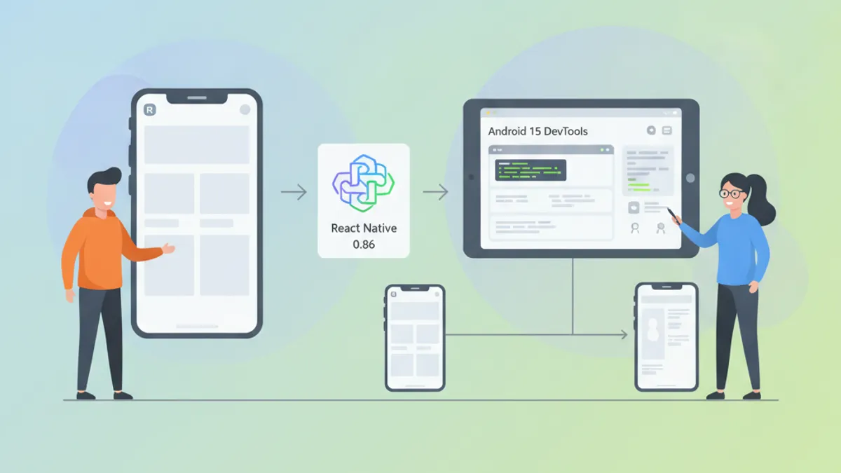 React Native 0.86 edge-to-edge Android ontwikkelingsworkflow diagram