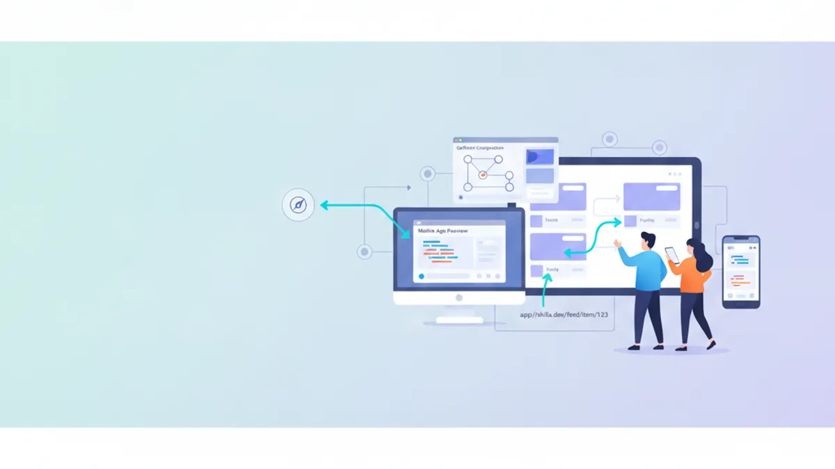 Flutter navigation architecture with GoRouter deep linking flow diagram