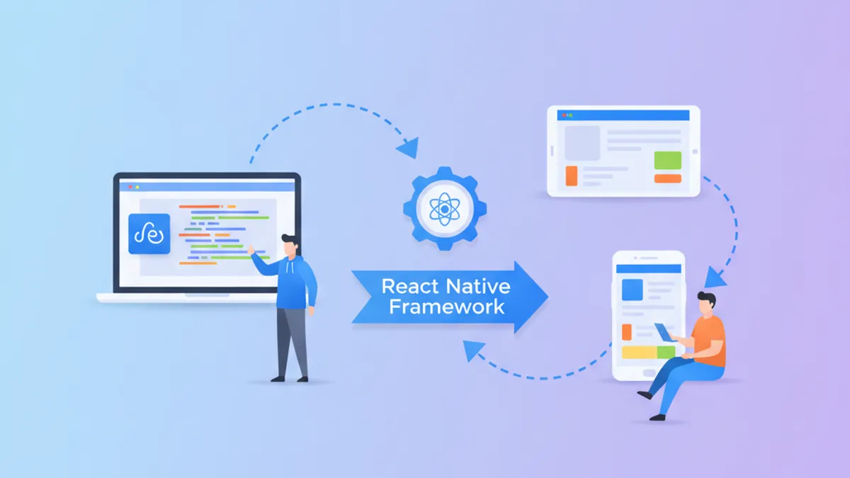 React Native app development architecture diagram showing cross-platform mobile development workflow