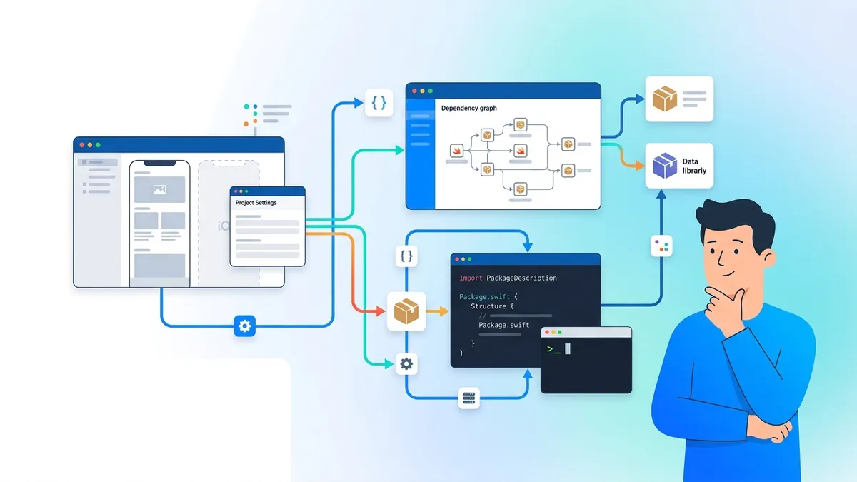 Swift Package Manager dependency management workflow diagram