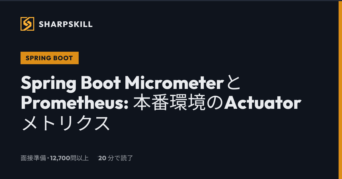 Spring Boot Actuator モニタリング 2026 - Micrometer と Prometheus | SharpSkill